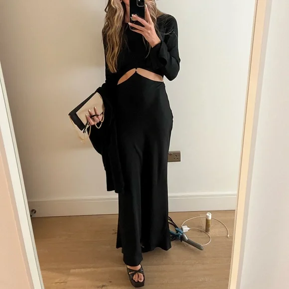 chinese dress ladies BEC AND BRIDGE DIAMOND DAYS STRAP MAXI DRESS BLACK